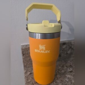 Stanley 20 Oz Handled Ice Flow Flip Straw Beverage Tumbler Tangerine and Yellow